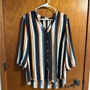 Maurices Multicolor Striped Button-Up Blouse